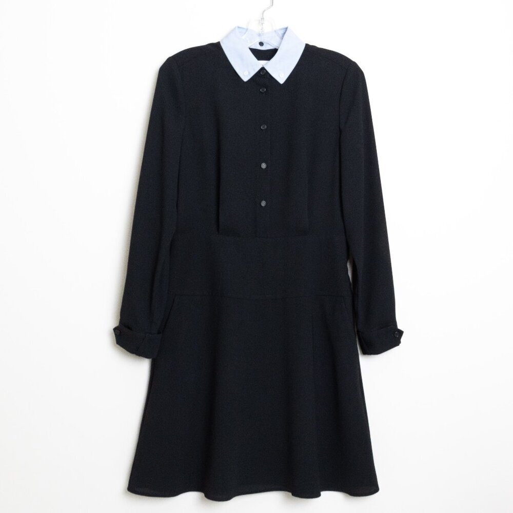 Coach 1941 Black Button Front Collared Shirt Dress Work Dark Academia - Picture 2 of 13